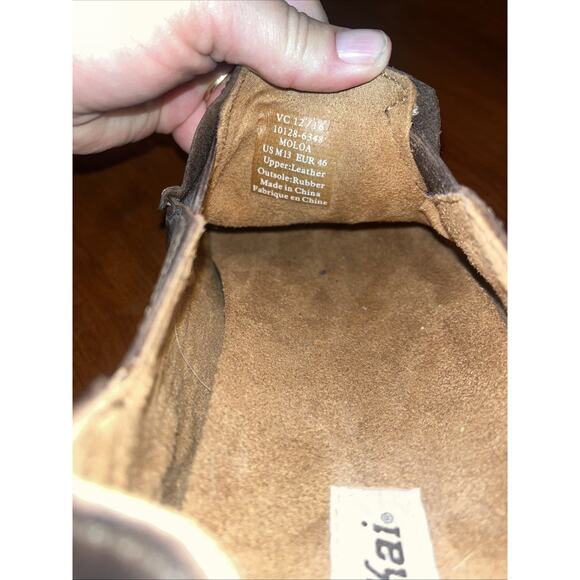 Olukai Moloa Men’s Premium Leather Slippers Toffee / Dark Wood mens size 13 - Picture 5 of 5